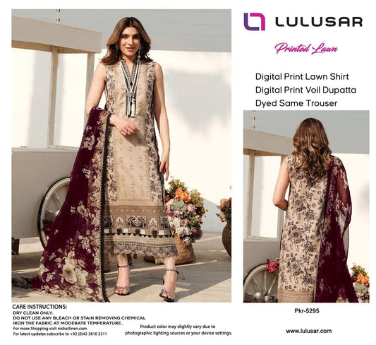 Lulusar Lawn 3pc Printed with Voil Lawn Dup