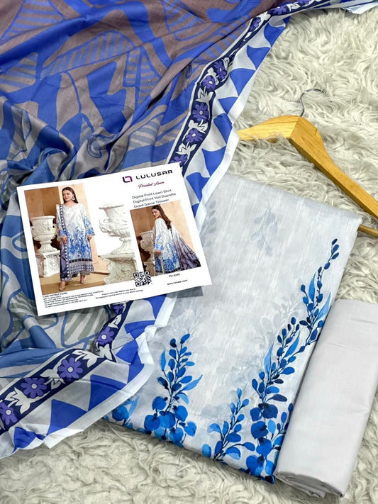 Lulusar Lawn 3pc Printed with Voil Lawn Dup