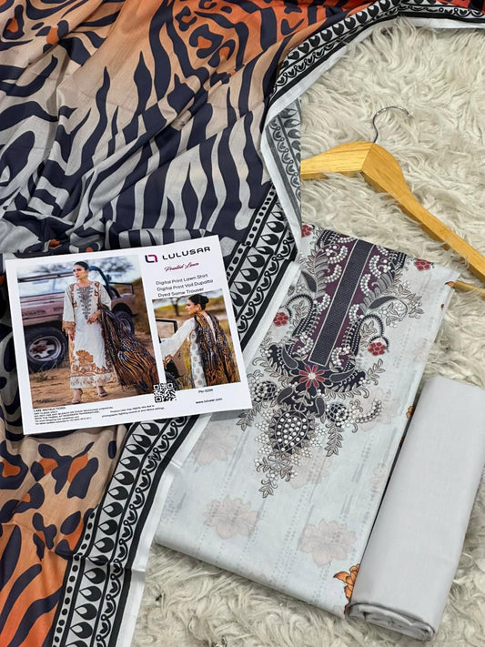 Lulusar Lawn 3pc Printed with Voil Lawn Dup