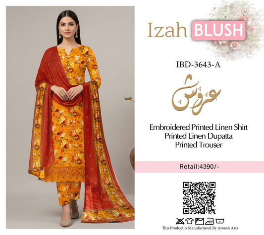 Embroidered 3pc Linen