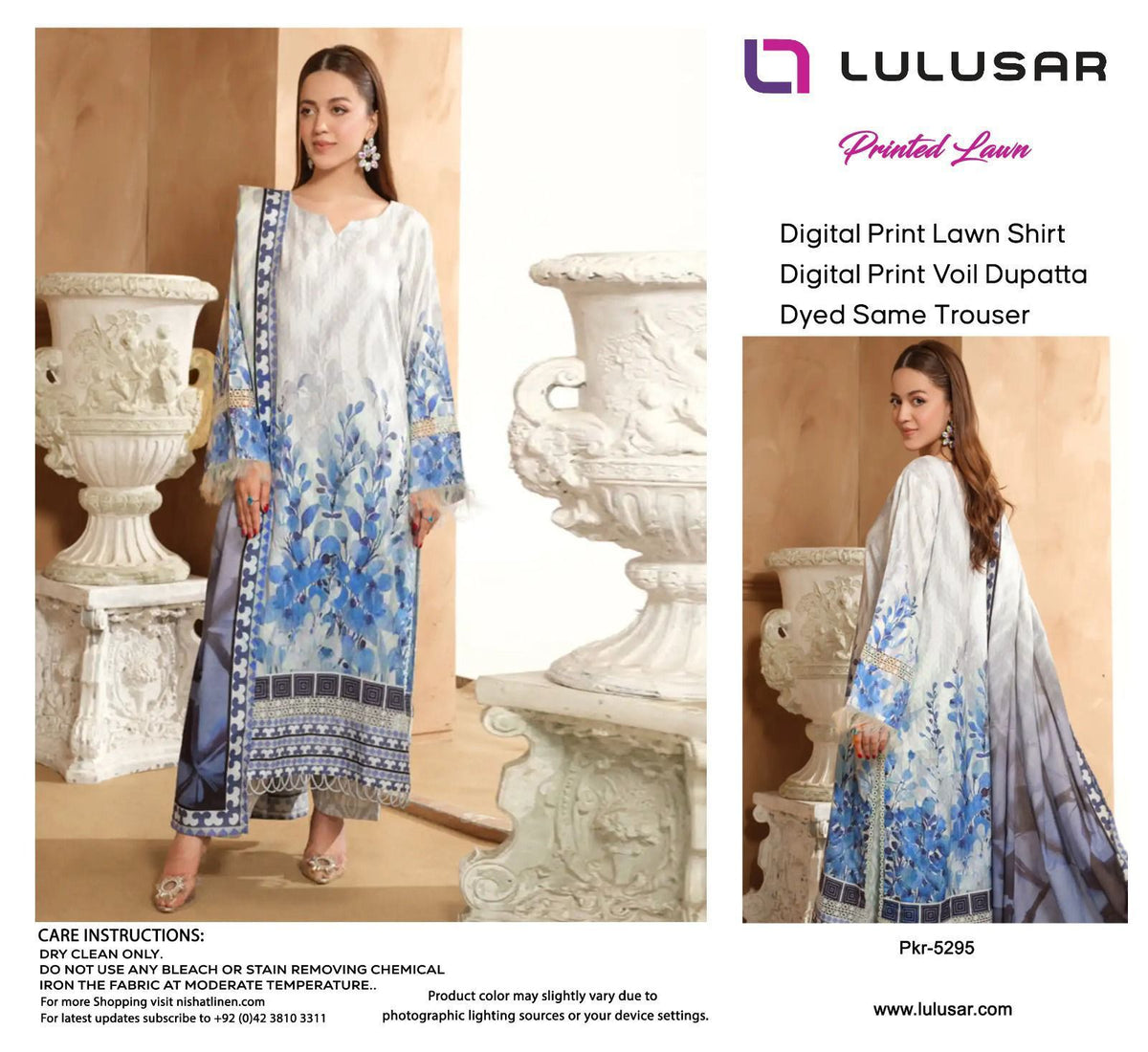 Lulusar Lawn 3pc Printed with Voil Lawn Dup