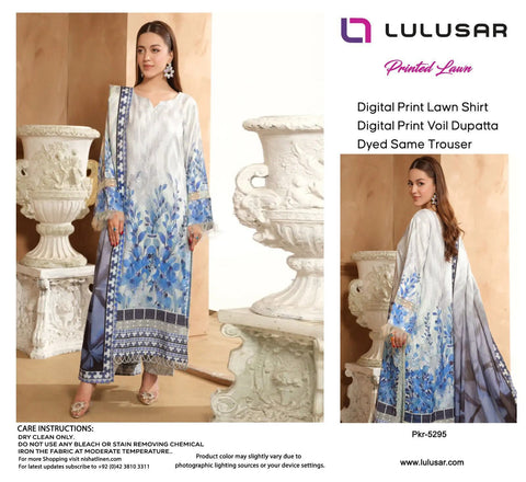 Lulusar Lawn 3pc Printed with Voil Lawn Dup
