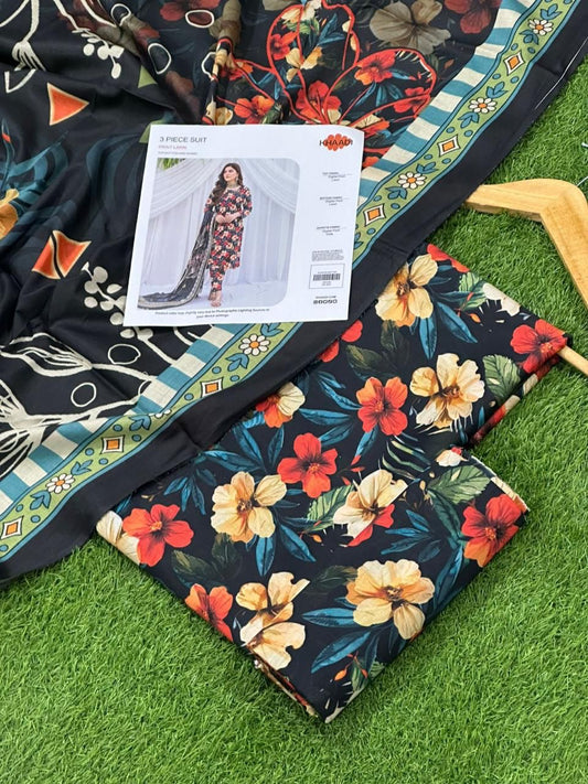 Khaadi Lawn 3pc Printed With Voil Lawn Dup