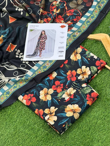 Khaadi Lawn 3pc Printed With Voil Lawn Dup