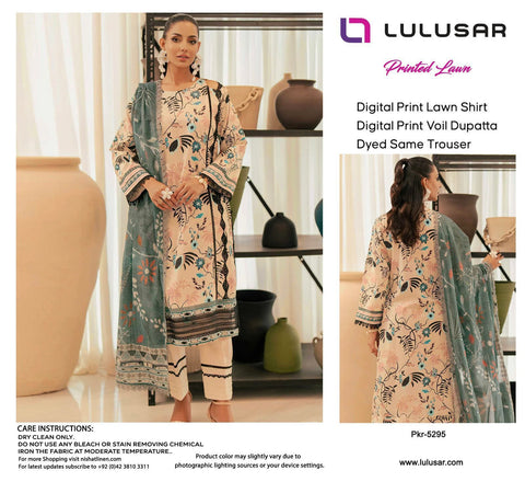 Lulusar Lawn 3pc Printed with Voil Lawn Dup