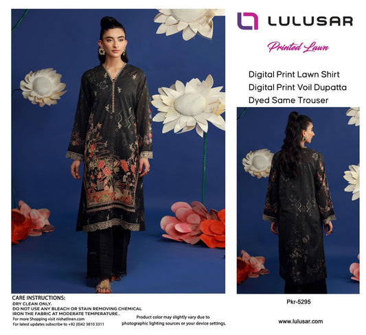 Lulusar Lawn 3pc Printed with Voil Lawn Dup