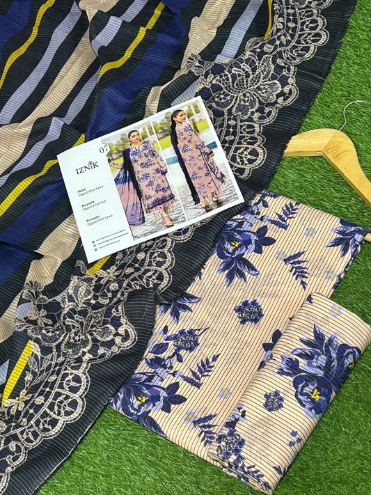 Iznik 3pc Lawn with Voil Lawn Dup