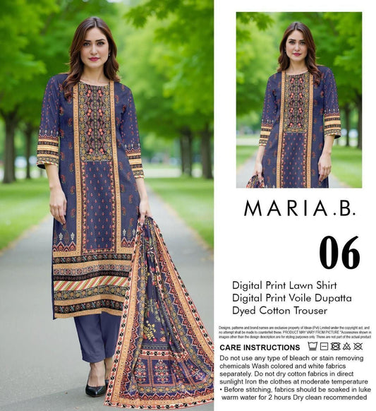 Maria.B Lawn 3pc With Voil Lawn Dup