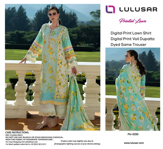 Lulusar Lawn 3pc Printed with Voil Lawn Dup