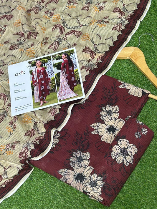 Iznik 3pc Lawn with Voil Lawn Dup