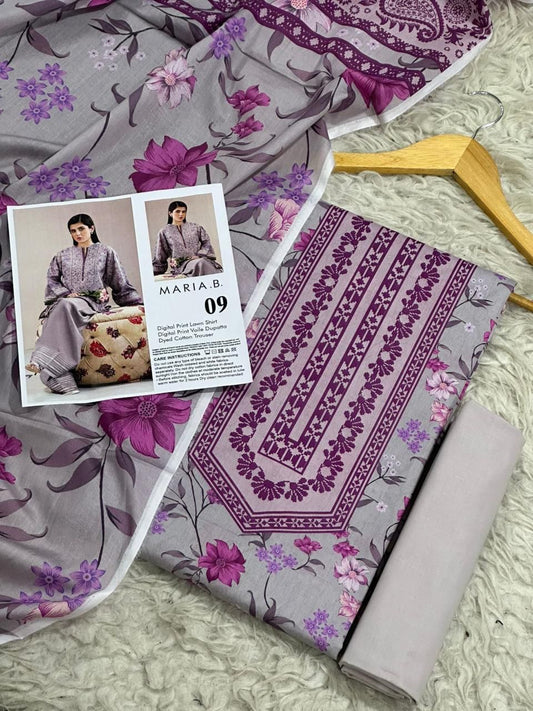 Maria.B Lawn 3pc With Voil Lawn Dup