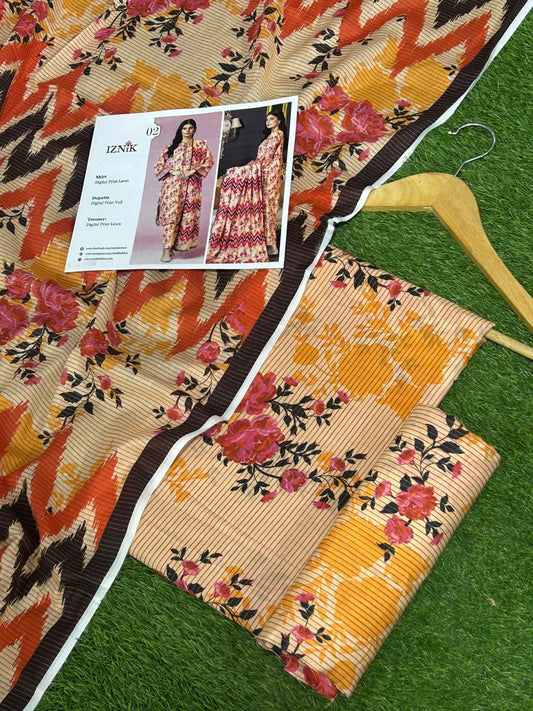 Iznik 3pc Lawn with Voil Lawn Dup