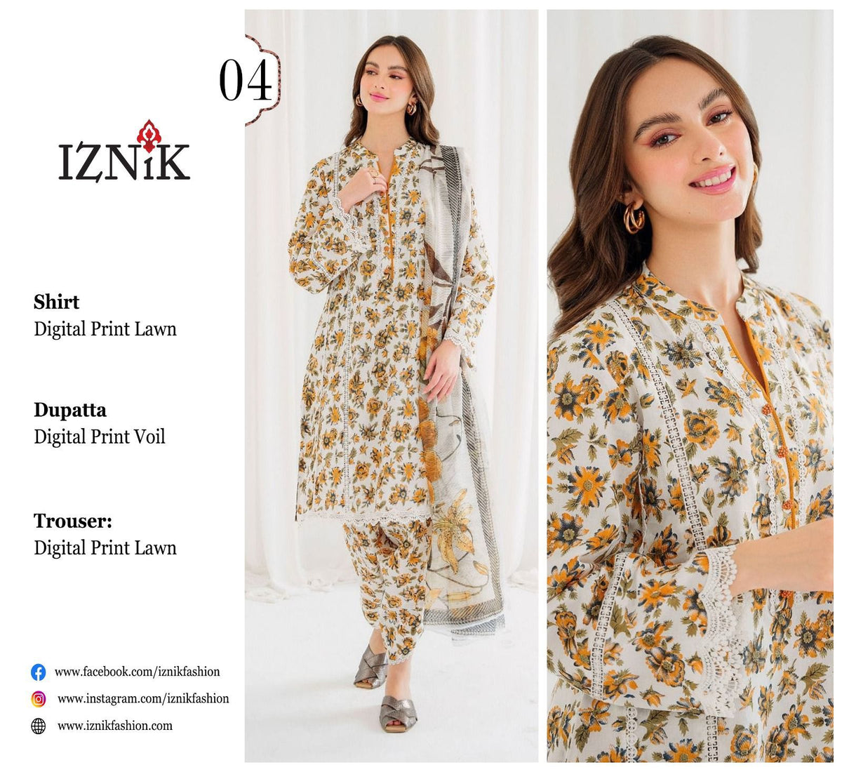 Iznik 3pc Lawn with Voil Lawn Dup