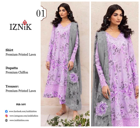 IZNIC 3PC LAWN CHIFOON DUPATTA