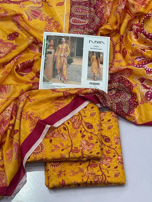 NISHAT 3PC LAWN BANADORA