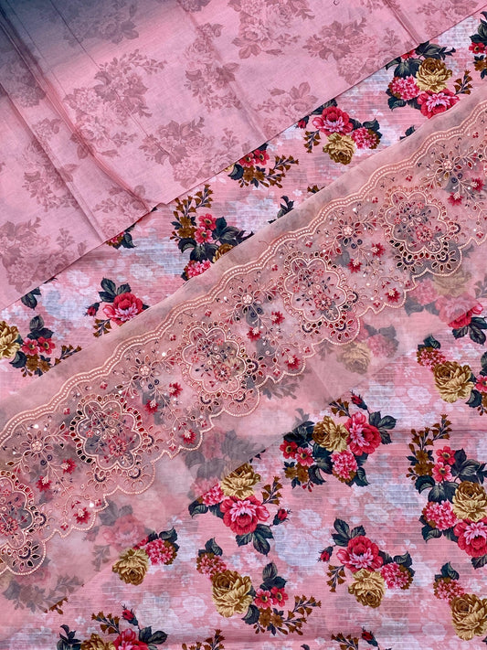 iznik 3pc lawn banadora emroidered daman patch