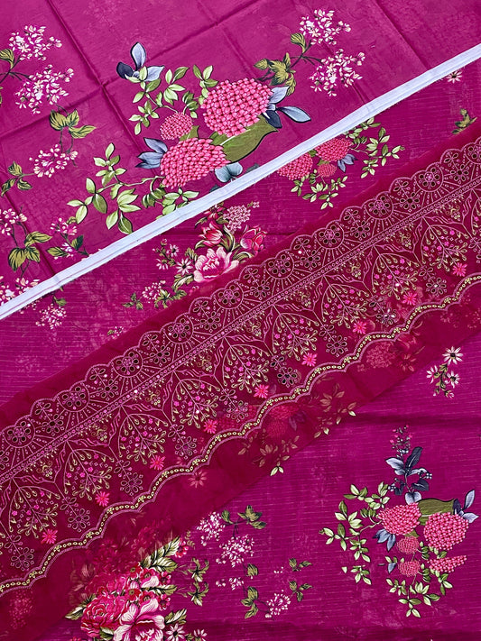 iznik 3pc lawn banadora embroidered daman patch