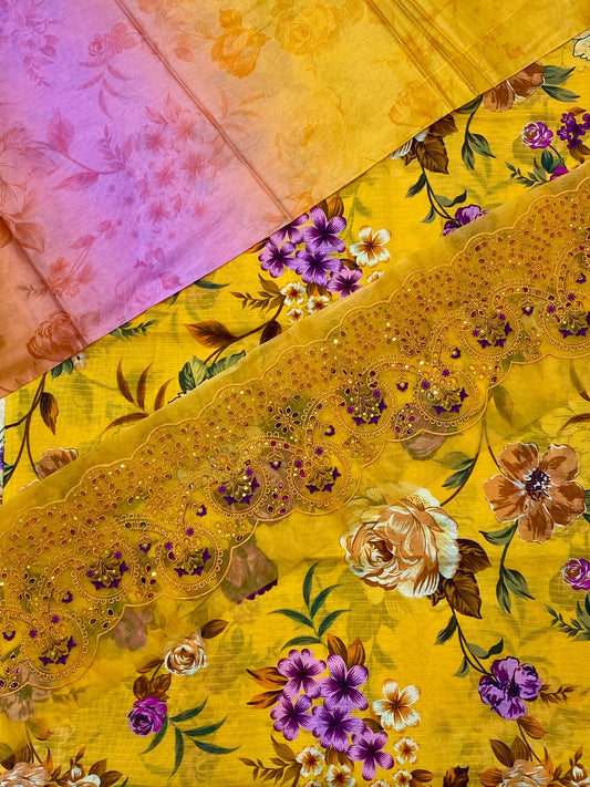 iznik 3pc lawn banadora emroidered daman patch