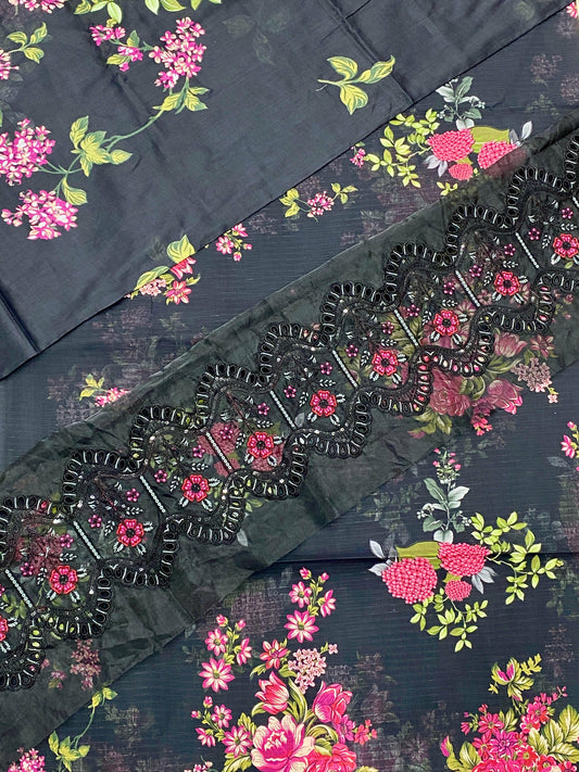 iznik 3pc lawn banadora emroidered daman patch
