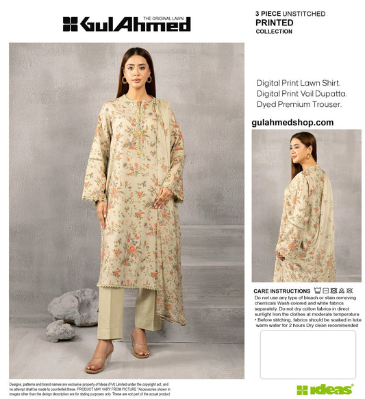 Gul Ahmed 3pc Lawn Voile Dupatta