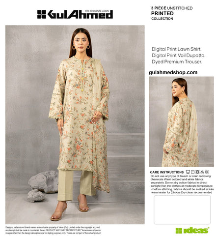 Gul Ahmed 3pc Lawn Voile Dupatta