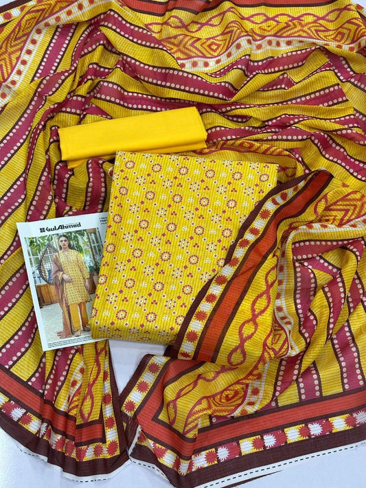 Gul Ahmed 3pc Lawn Voile Dupatta