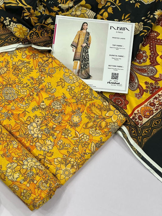NISHAT 3PC LAWN BANADORA