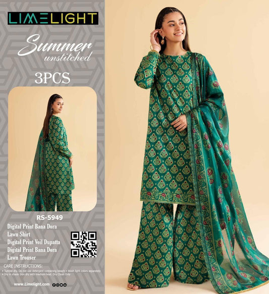lime light 3 pc lawn bana dora