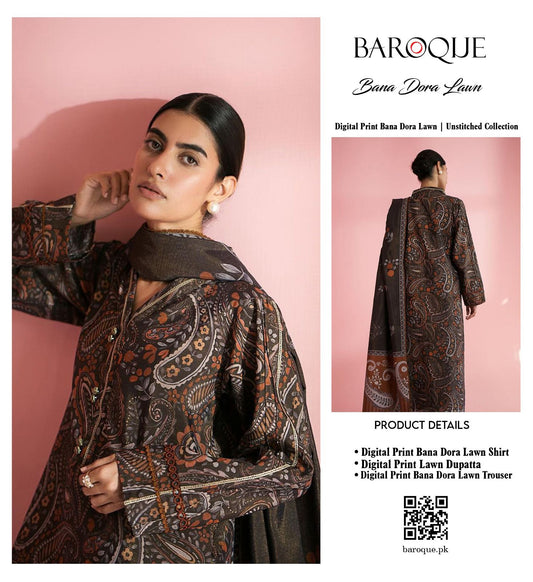barooque 3 pc lawn bana dora