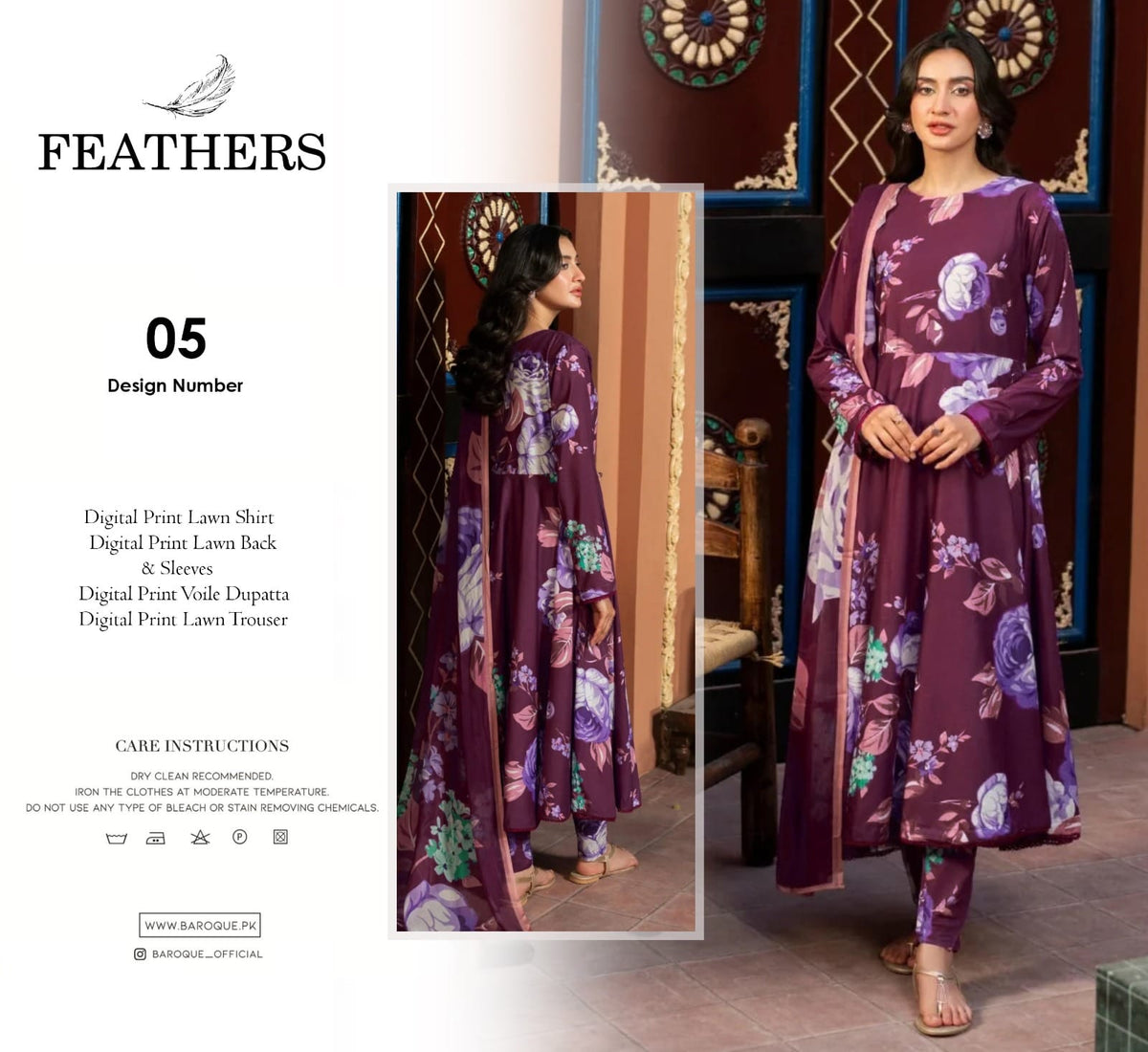 Feathers 3pc Lawn Voile Dupatta