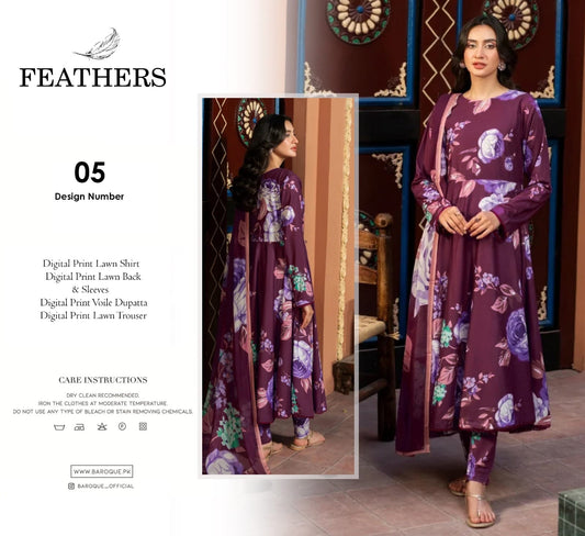 Feathers 3pc Lawn Voile Dupatta