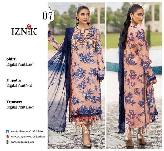 Iznic 3pc Lawn Voile Dupatta