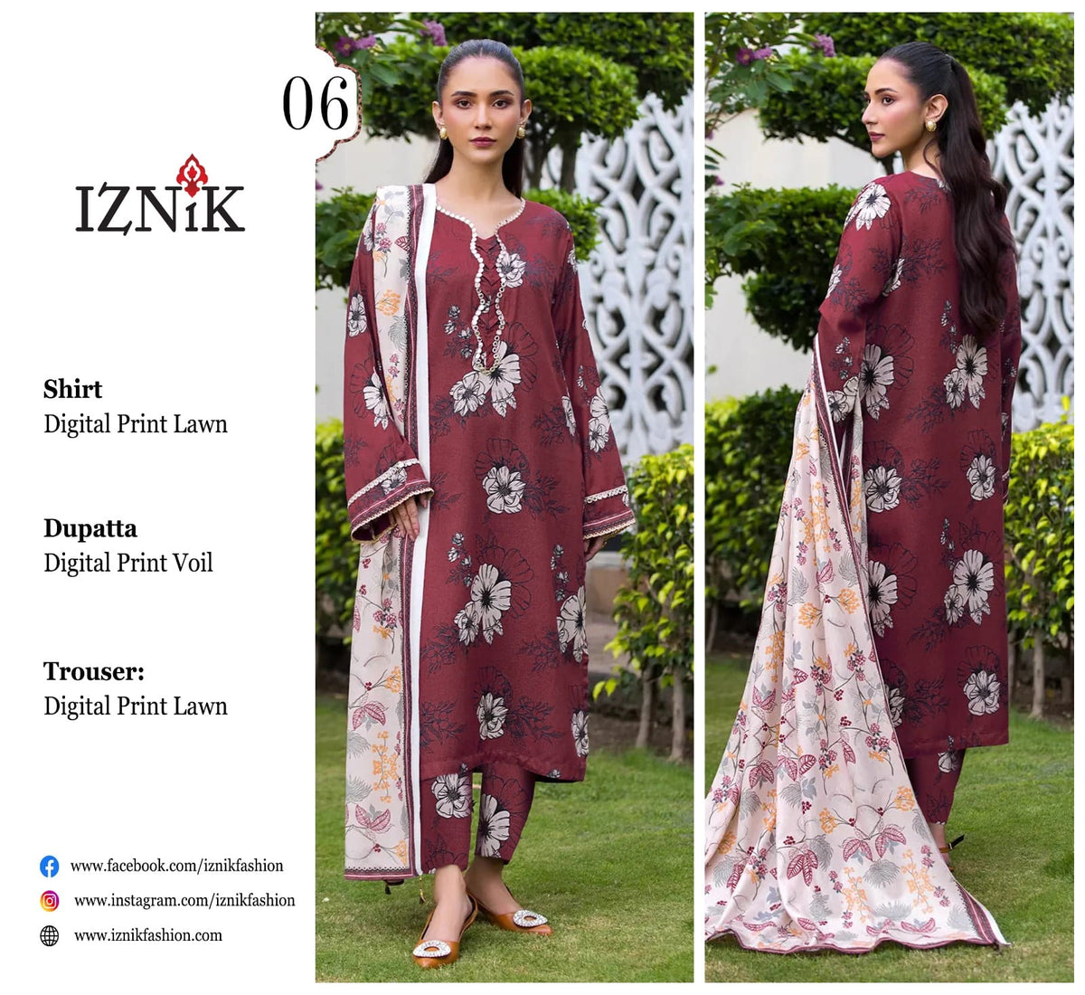 Iznic 3pc Lawn Voile Dupatta