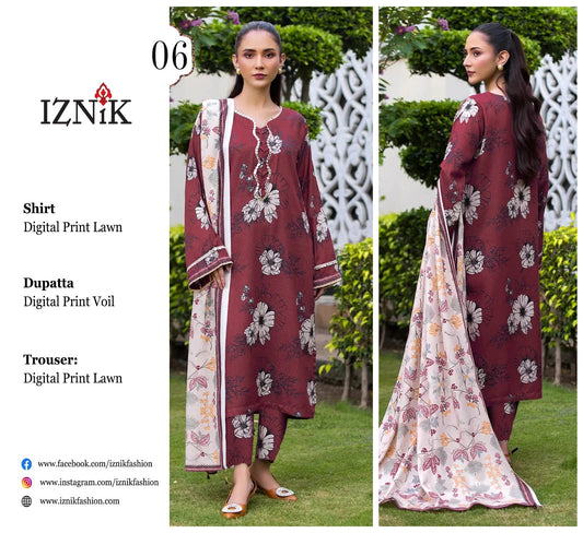 Iznic 3pc Lawn Voile Dupatta