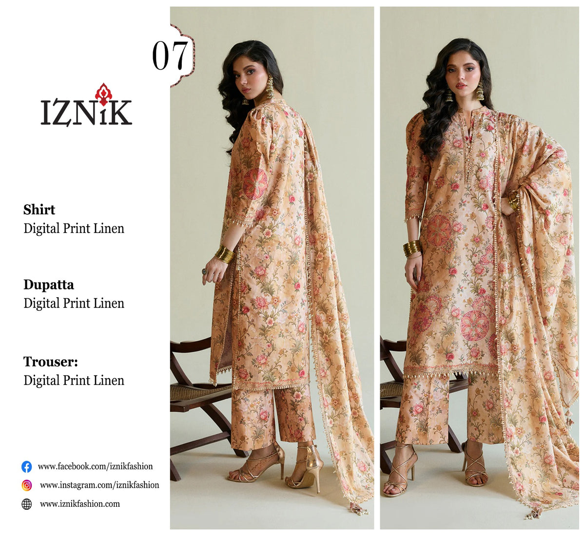 IZNIK 3PC LINEN D#07