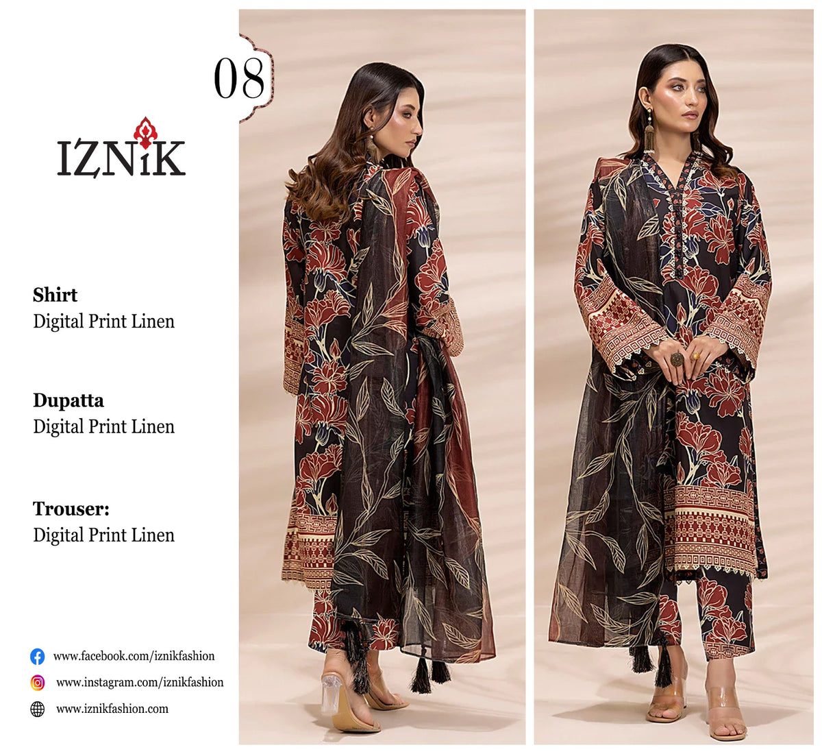 IZNIK 3PC LINEN D#08