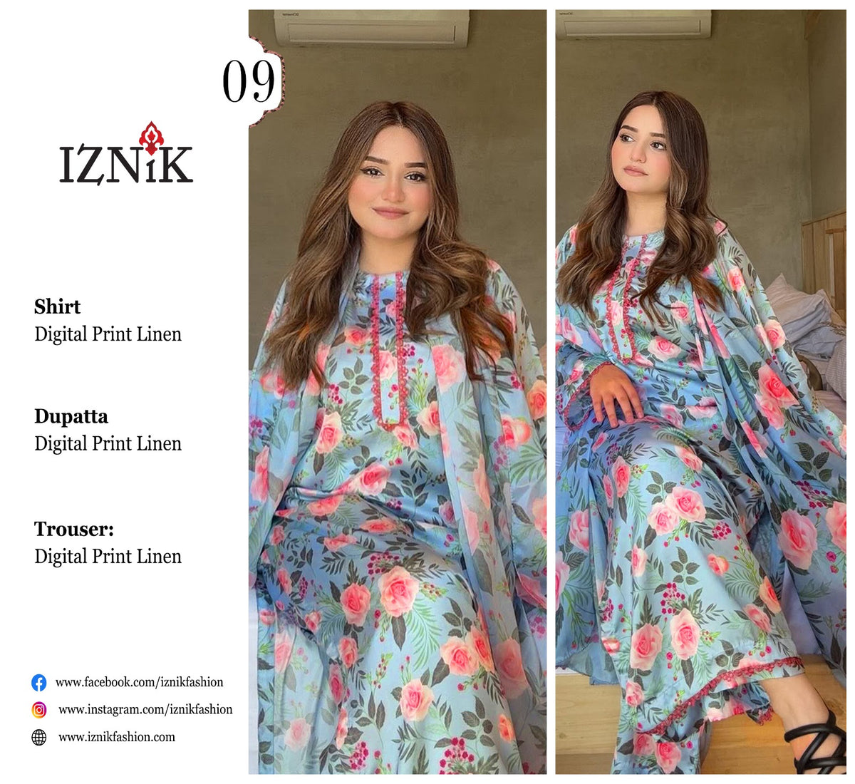 IZNIK 3PC LINEN D#09