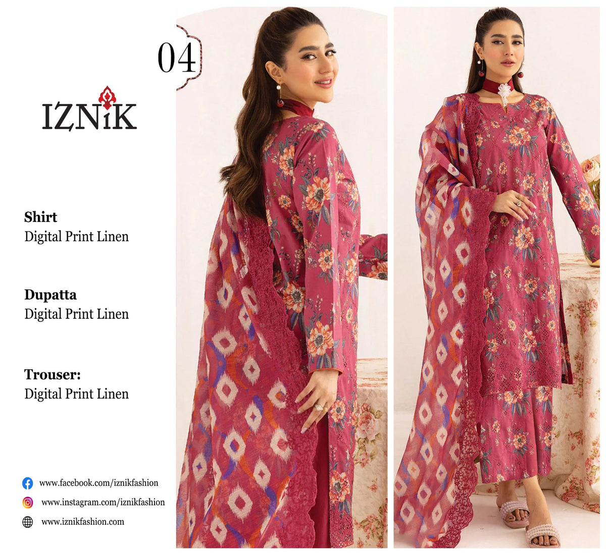 IZNIK 3PC LINEN D#04