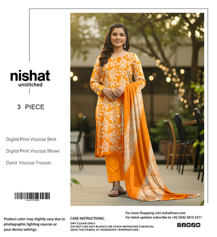 NISHAT 3PC VISCOSE BANA DORA