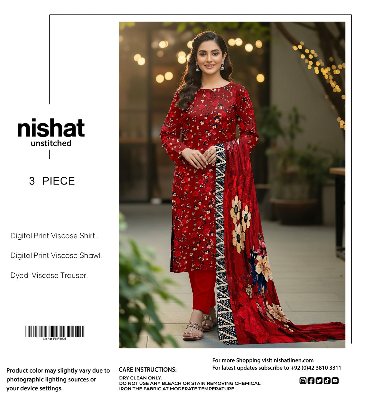 NISHAT 3PC VISCOS BANA DORA