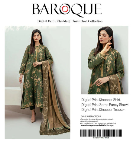 BAROOQUE KHADDAR  FANCY SHAWL 3PC
