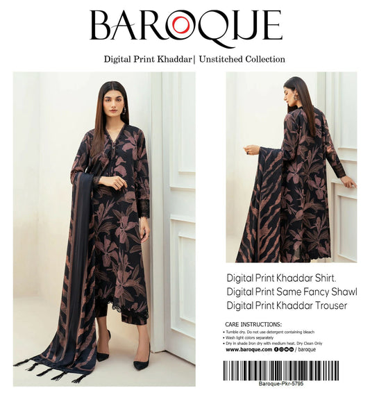 BAROOQUE KHADDAR  FANCY SHAWL 3PC