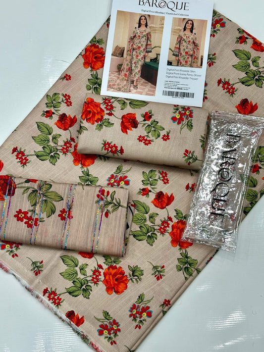 BAROOQUE KHADDAR  FANCY SHAWL 3PC