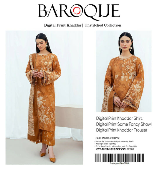 BAROOQUE KHADDAR FANCY SHAWL 3PC
