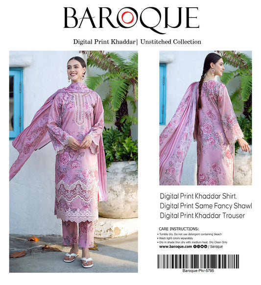 BAROOQUE KHADDAR  FANCY SHAWL 3PC