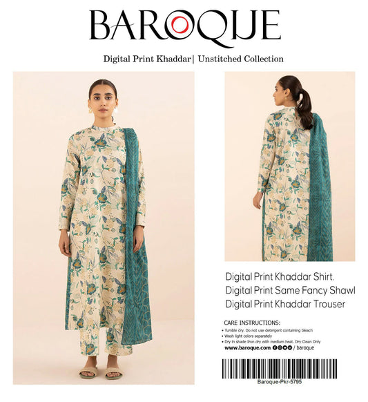 BAROOQUE KHADDAR  FANCY SHAWL 3PC