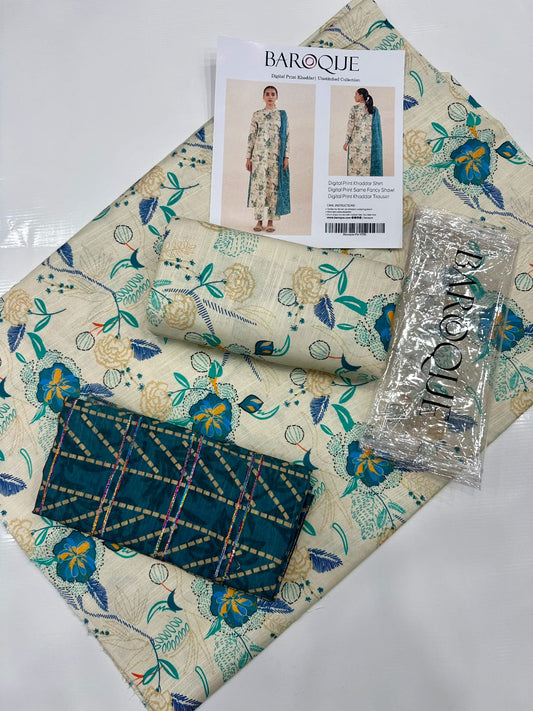BAROOQUE KHADDAR  FANCY SHAWL 3PC