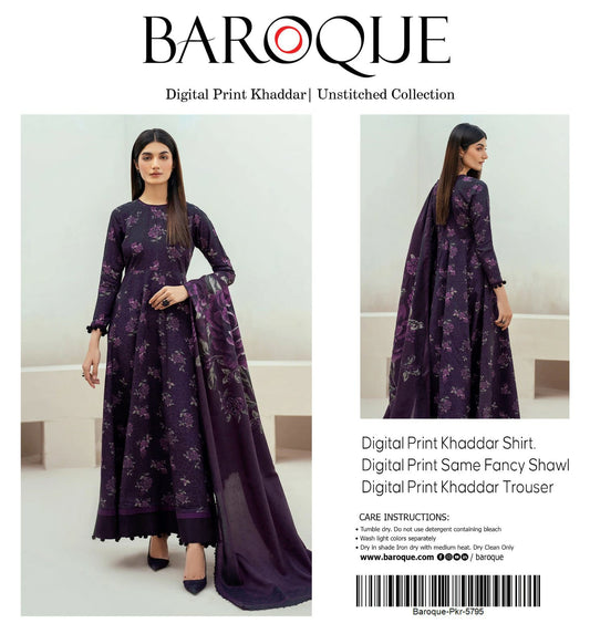 BAROOQUE KHADDAR  FANCY SHAWL 3PC