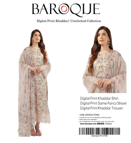 BAROOQUE KHADDAR  FANCY SHAWL 3PC