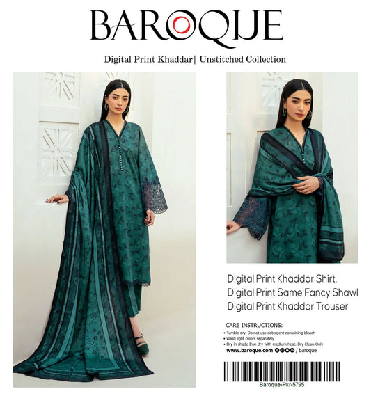 BAROOQUE KHADDAR FANCY SHAWL 3PC
